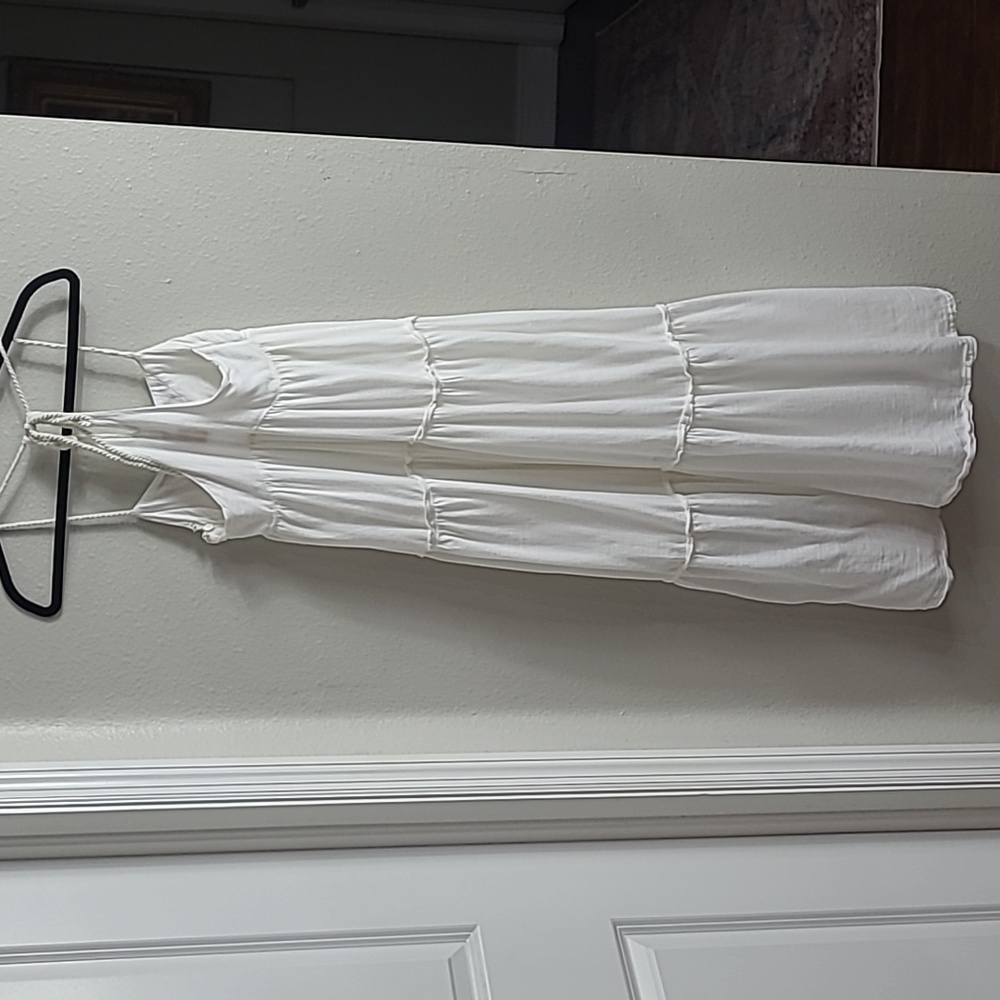 Quiksilver White Tiered Maxi Dress with Embroidered Yoke Summery Light Size Xs - Picture 8 of 10